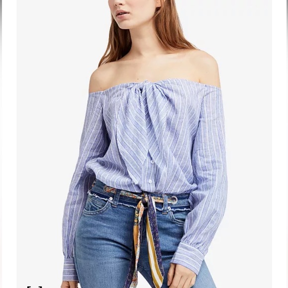Free People Hello There Beautiful Striped Off-The-Shoulder Top New With Tags XS - Picture 10 of 11